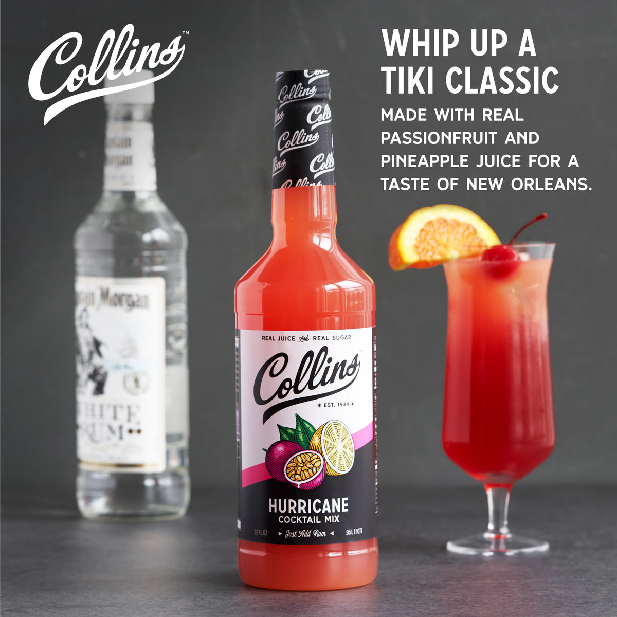 Collins Hurricane Mix | Made With Real Passion Fruit, Pineapple