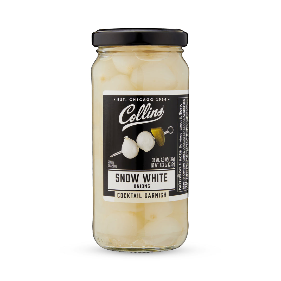 Collins Gourmet Snow White Cocktail Onion, Pickled Onion Jar for