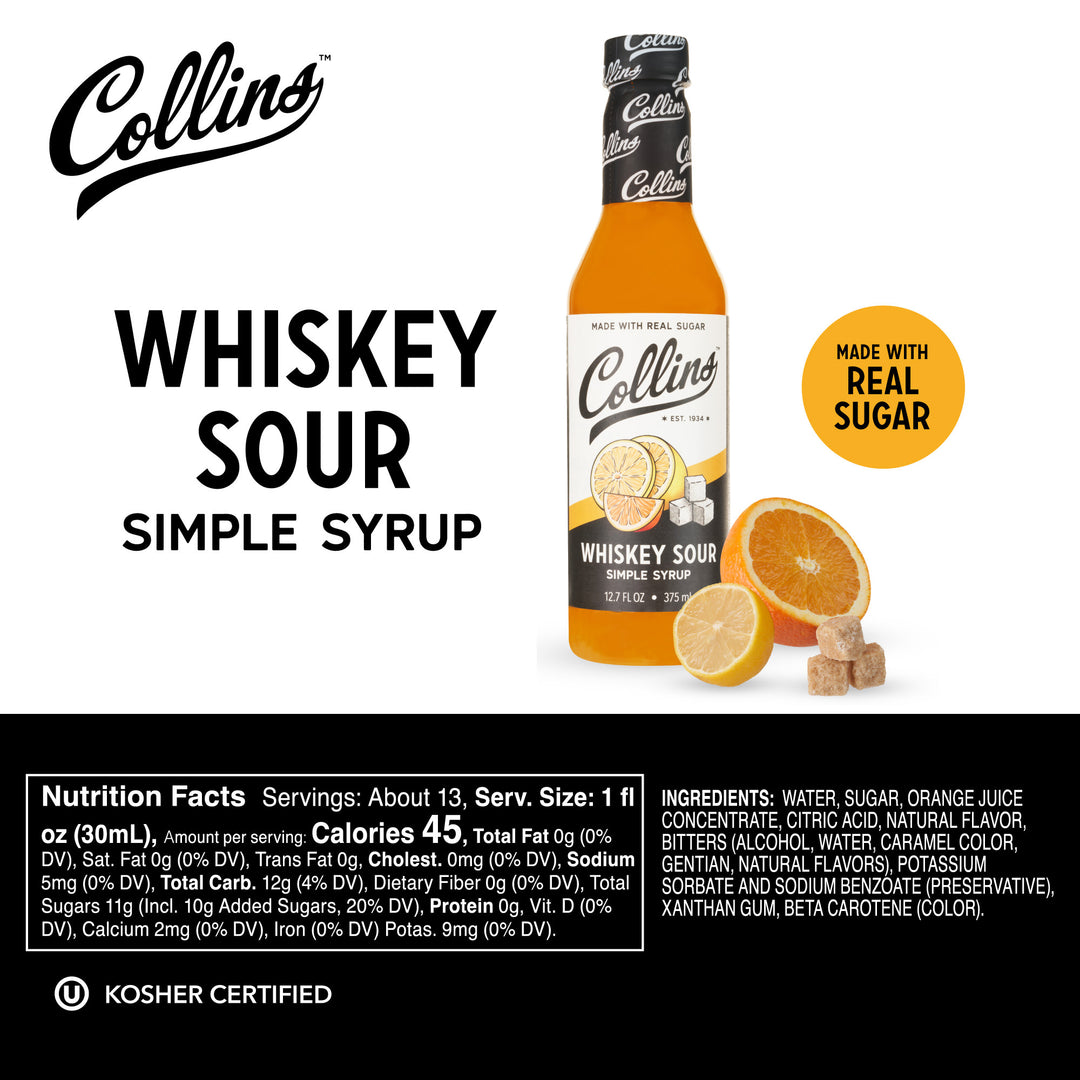 whiskey sour agave syrup Collins Whiskey Sour Syrup, Made with Orange Juice, Ready to Use Cocktail  Syrups, Perfect for Bourbon Drink Mix, Amaretto Sours, Home Bars, Party  Essentials, Bartending Supplies, 12.7 oz, Set of 1