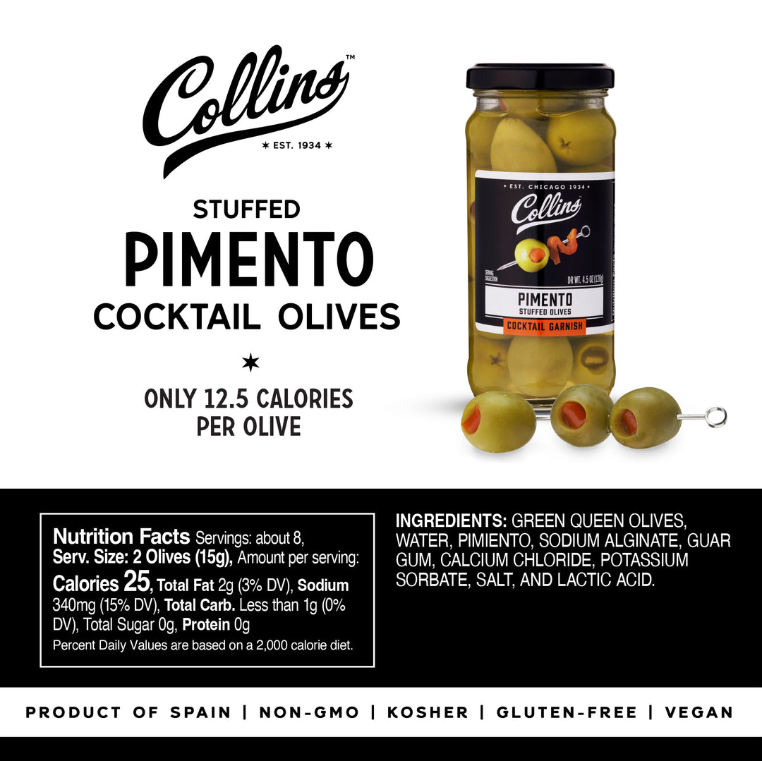 Collins Pimento Olives | Spanish Pimento Stuffed Martini Olives