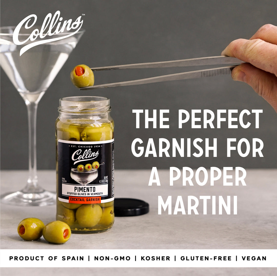Collins Gourmet Vermouth Pimento Olives | Premium Garnish for