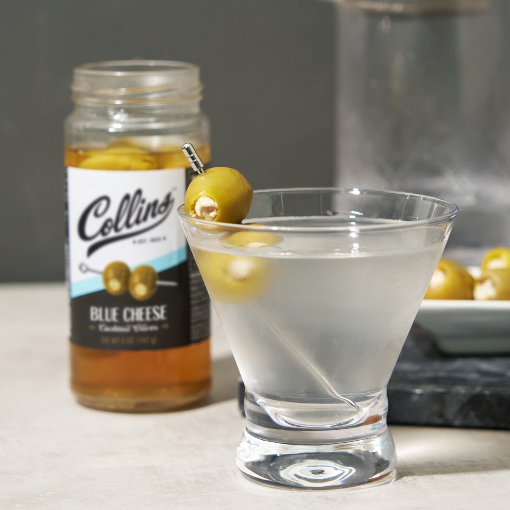 Collins Gourmet Blue Cheese Olives, Cocktail Garnish for Dirty