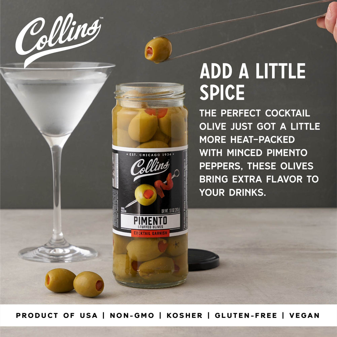 Collins Colossal Martini Pimento Olives | Premium Garnish for
