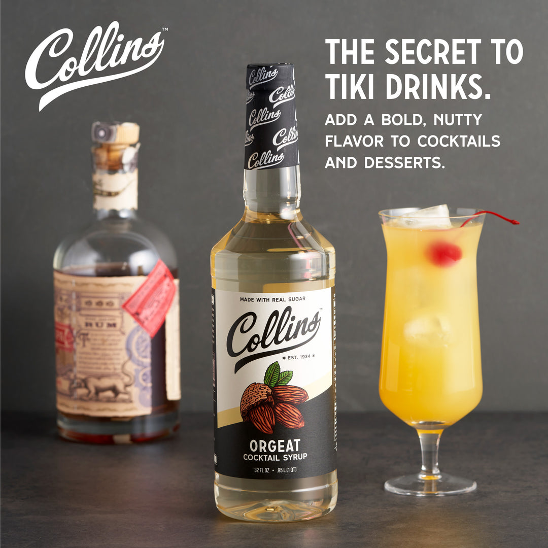 Collins Orgeat Syrup, Almond Craft Cocktail Syrup for Mai Tais