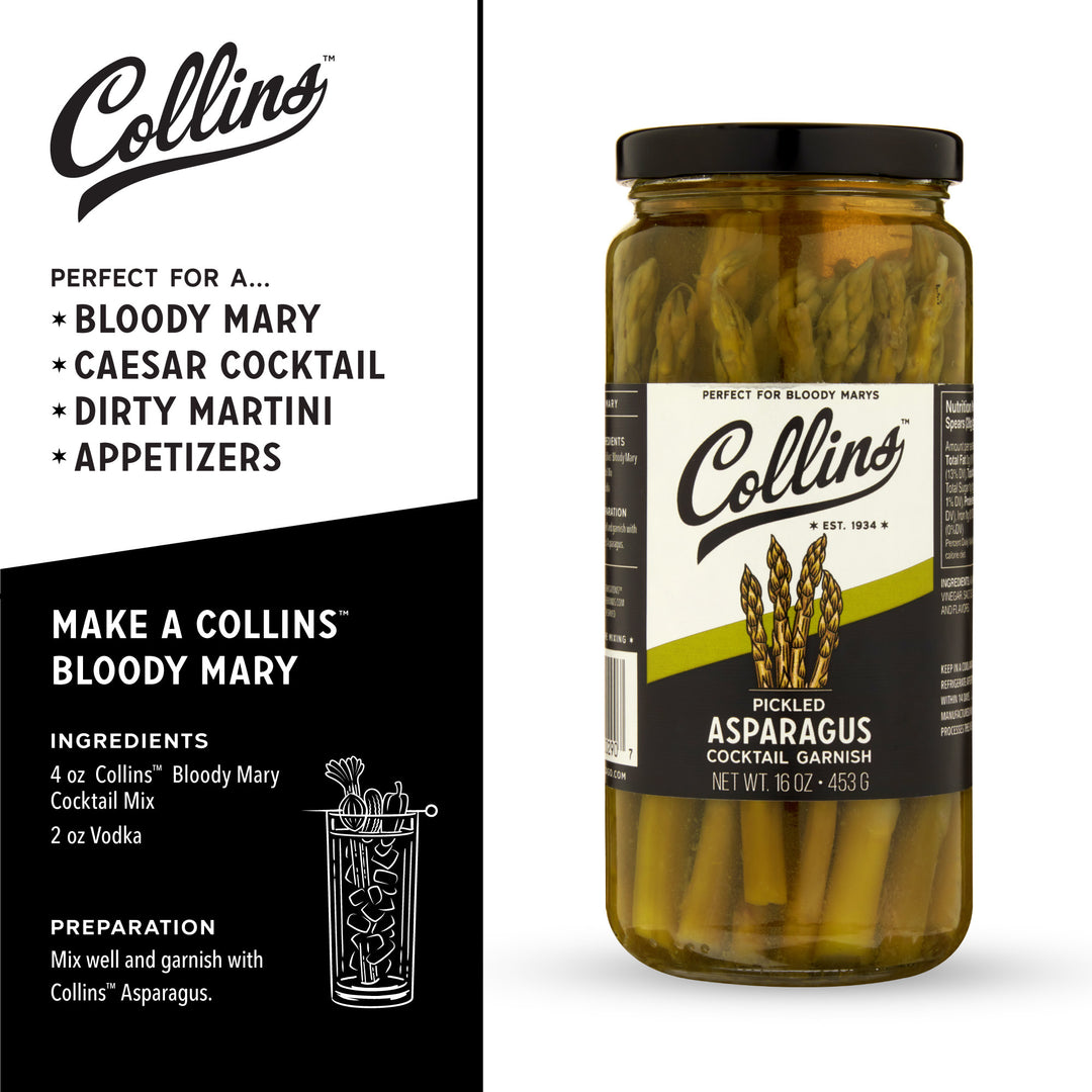 Collins Gourmet Pickled Asparagus | Premium Garnish for Cocktails