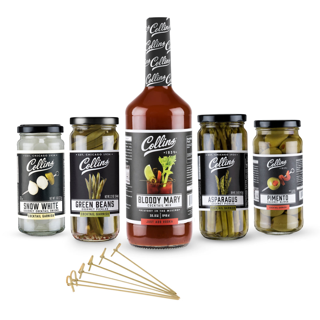 Collins Ultimate Bloody Mary Kit, Vodka Cocktail Mix, Stuffed Olives and  Garnishes, Drink Picks, Home Bar Accessories, Home Bar Kit, bartender  Mixer, Drinking Gifts, Mixology Kit, Set of 6